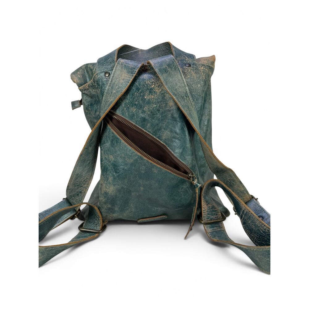 Bed Stu Howie Leather Backpack Distressed Green Laptop Travel Bag Handmade - Picture 5 of 12